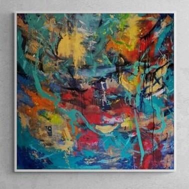 Grand Abstract XXL-Canvas 130x130cm -Barbara Chraszczkiewicz, Ophalen of Verzenden