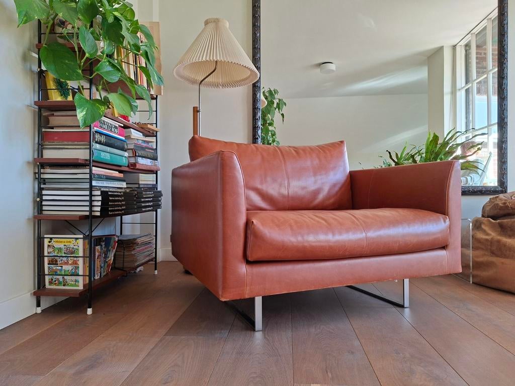 Montis Axel Gijs Papavoine loveseat in cognac/roodbruin leer, Huis en Inrichting, Ophalen, Gebruikt, Leer, 100 tot 125 cm