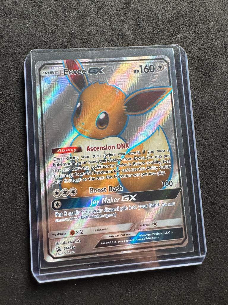 Eevee GX Pokémon kaart, Ophalen of Verzenden, Gebruikt, Losse kaart, Foil