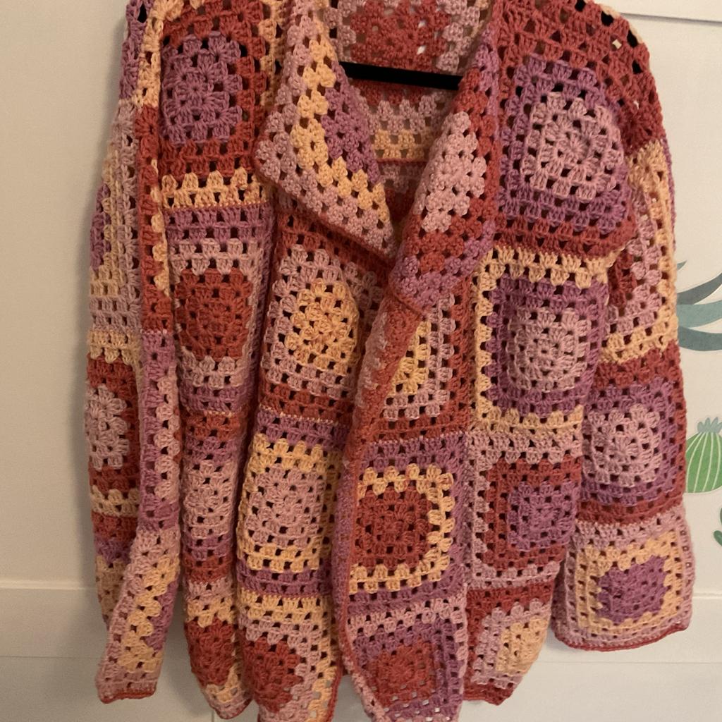 Gehaakt vest in roze, met oranje, Ophalen, Gedragen, Maat 38/40 (M), Roze