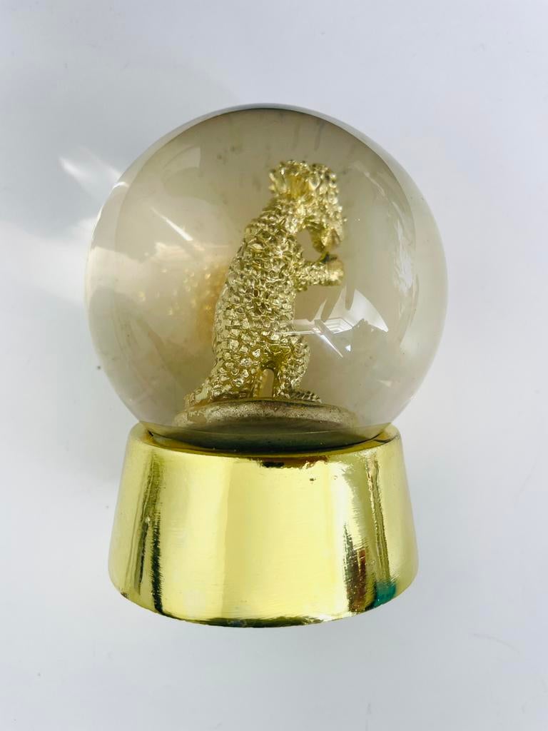 Rice | Glazen gouden glitter bol dino, sneeuwbol dinosaurus, Ophalen of Verzenden, Zo goed als nieuw