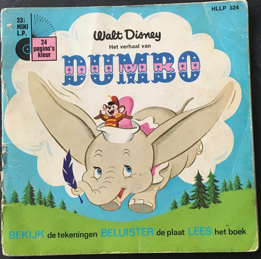 7" vinyl single Walt Disney Dumbo luister plaat boek, Verzamelen, Disney, Ophalen of Verzenden, Bambi of Dumbo, Gebruikt, Overige typen