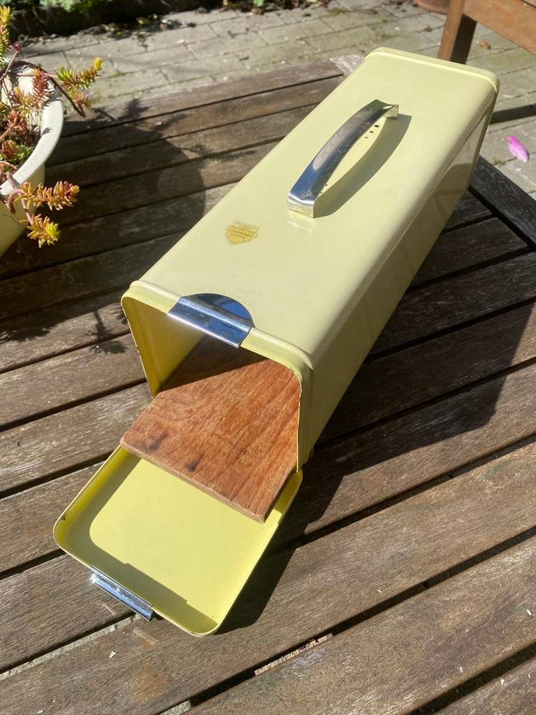 Brabantia ontbijtkoek trommel met originele houten plank, Ophalen, Gebruikt, Koek(jes), Overige merken