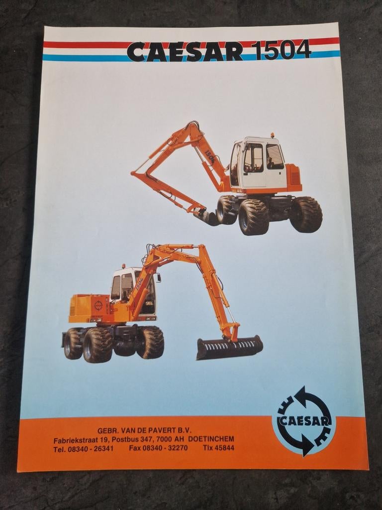 Caesar 1504 Folder - Technische Gegevens Graafmachine, Ophalen of Verzenden, Gelezen, Gebr. van de Pavert B.V., Folder