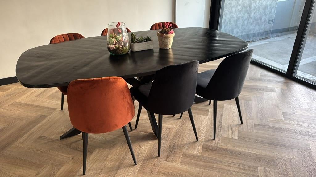 Modern Dining Table with Chairs – 200x110, Ophalen, 100 tot 150 cm, 200 cm of meer, Zo goed als nieuw
