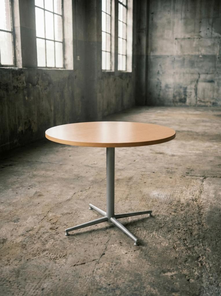 Artifort ronde tafel Ø100 aluminium stervoet eettafel, Gebruikt, 50 tot 100 cm, Rond, 50 tot 100 cm