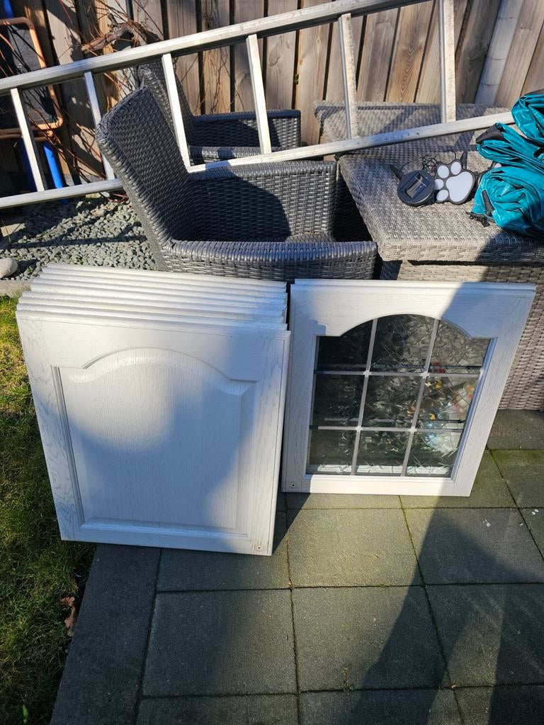 10x Keuken kast deuren - massive hout - 57.5x49.5, Minder dan 50 cm, Gebruikt, Wit, Ophalen of Verzenden