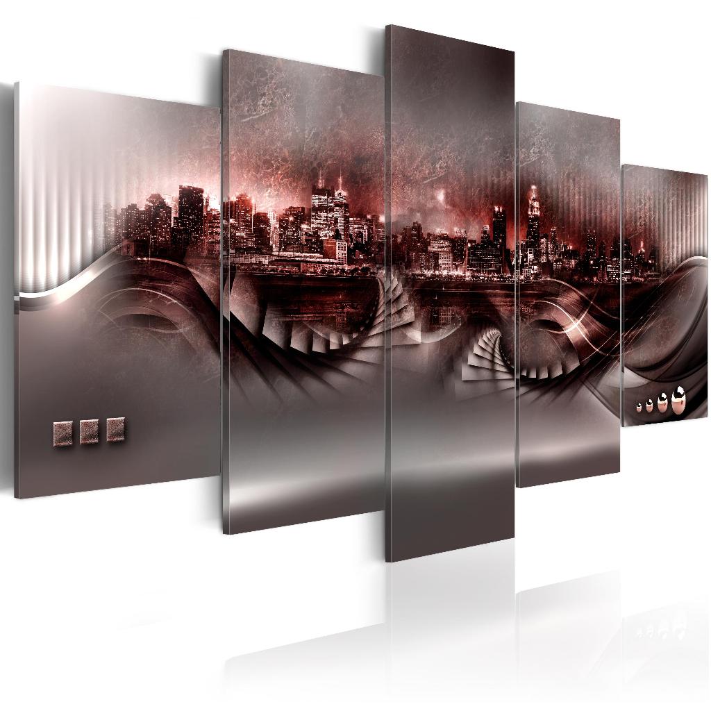 863 Abstract New York 5 Luik Canvas Schilderij XXL 200x100cm, Ophalen of Verzenden