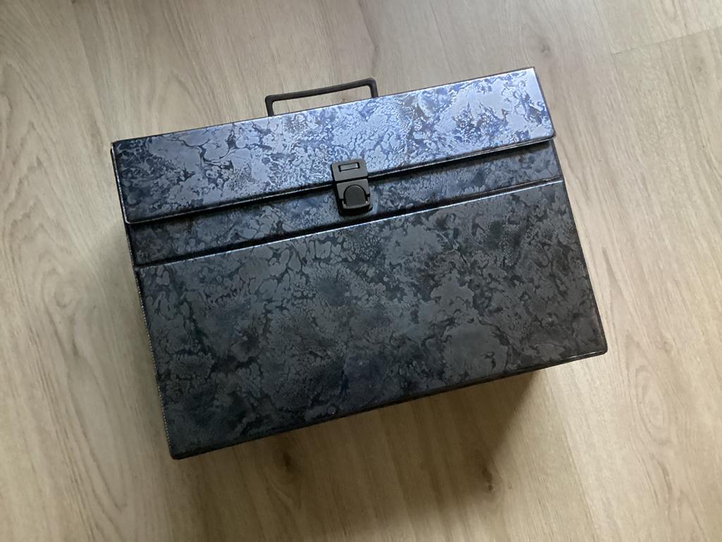 Vintage vinyl single koffer, marmer structuur, Ophalen of Verzenden, Zo goed als nieuw