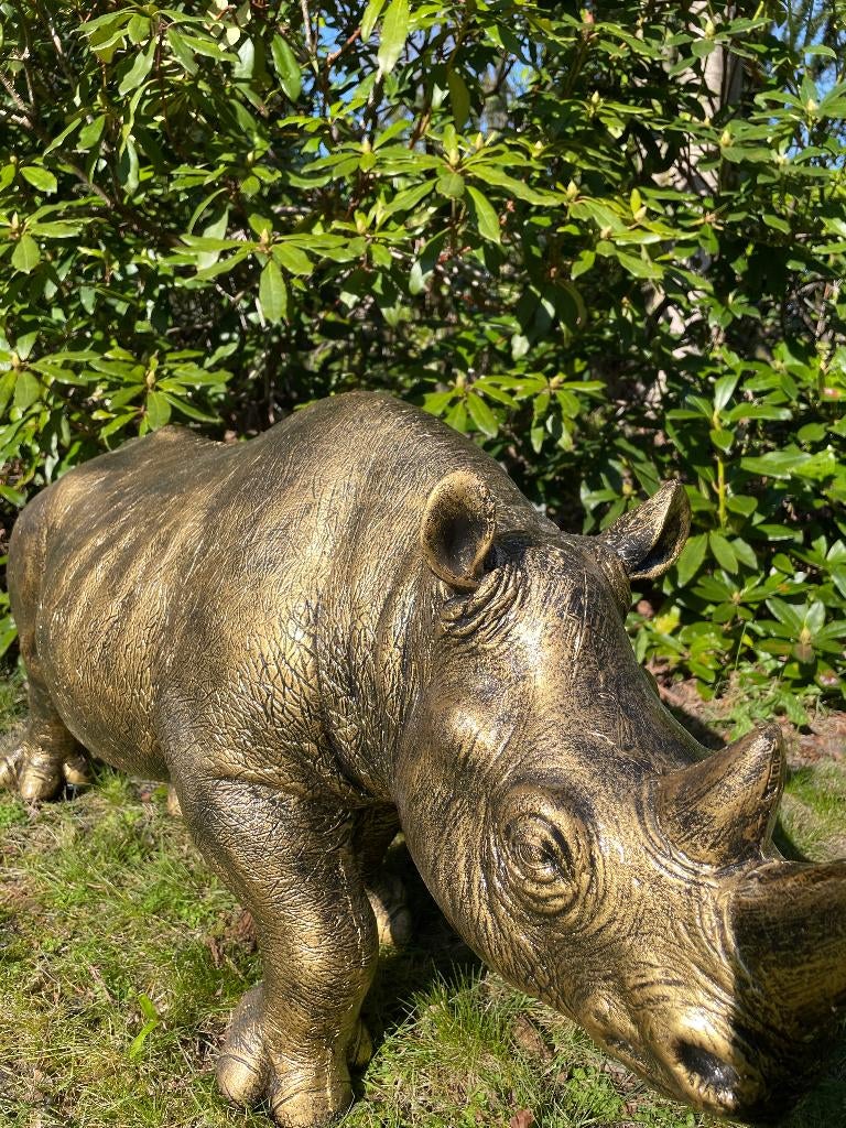 Beeld Neushoorn, dierentuin, gazon, tuin 100 cm, Tuin en Terras, Tuinbeelden, Ophalen, Nieuw, Kunststof, Dierenbeeld