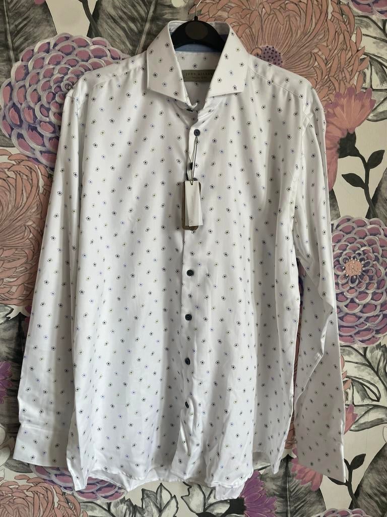 John miller prachtig overhemd maat 43, Blauw, Ophalen of Verzenden, Zo goed als nieuw, X