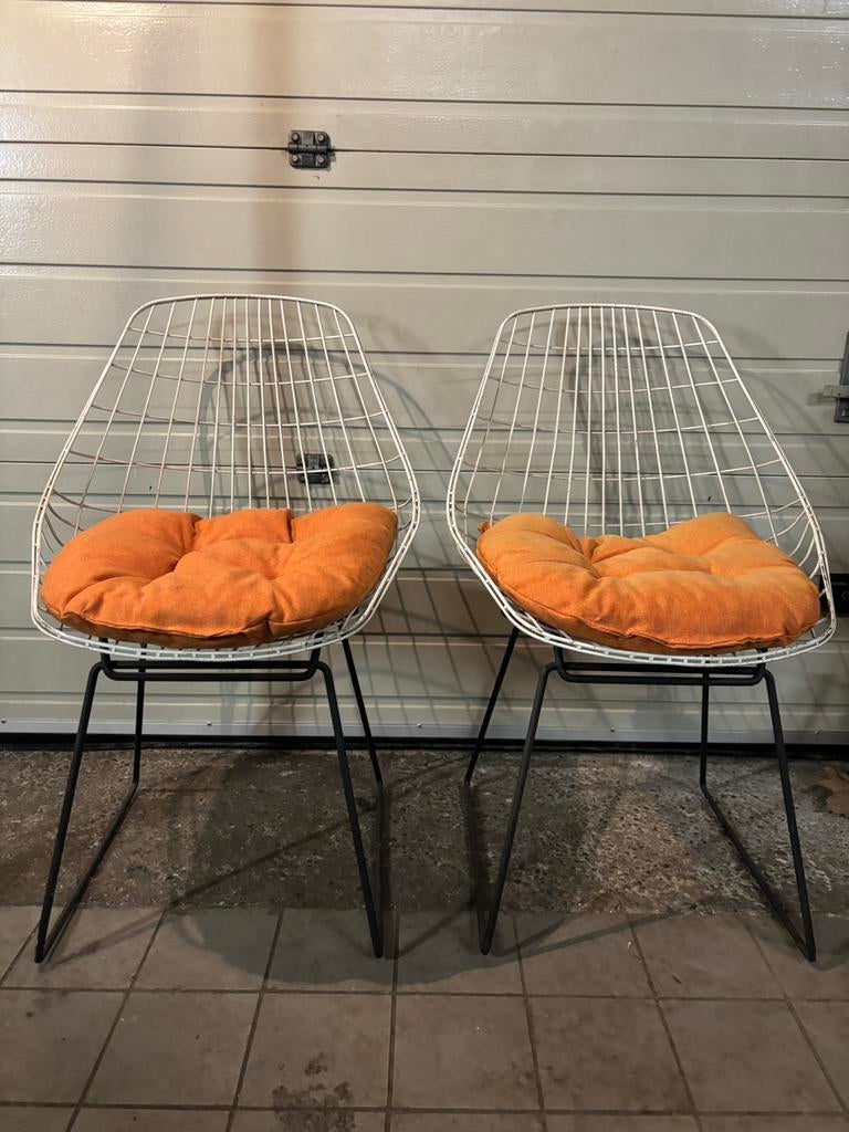 2x Pastoe SM05 draadstoel – ontwerp Cees Braakman, Ophalen, Wit, Metaal, Twee