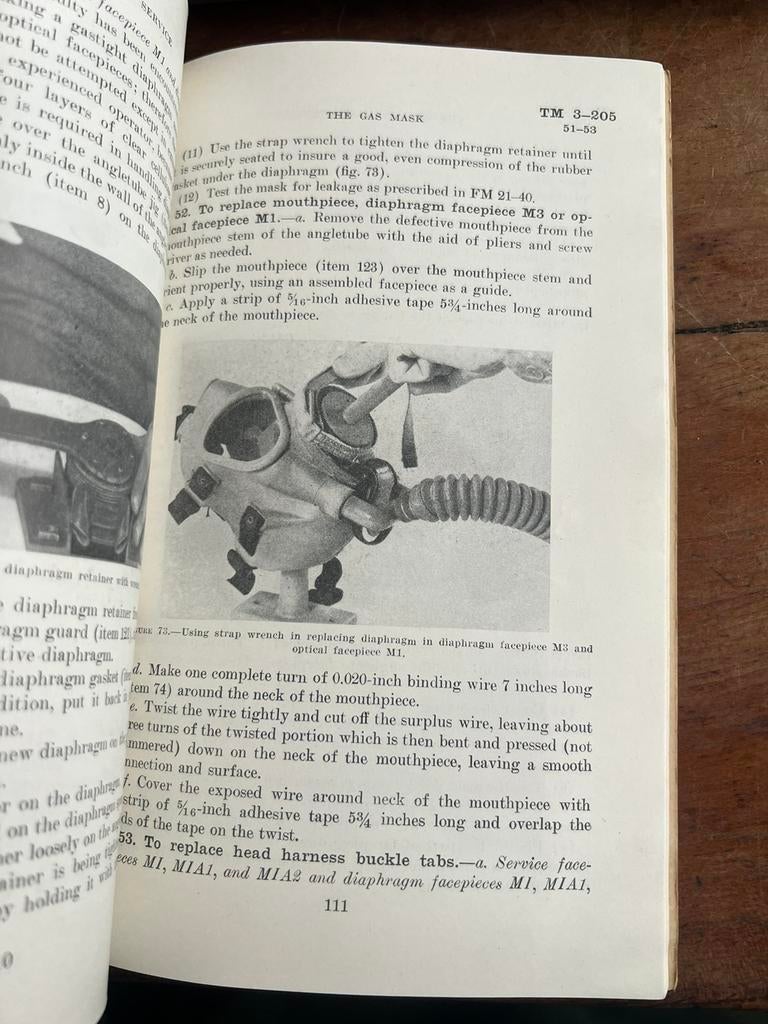 WO2 Amerikaans gasmasker technisch voorschrift type reparati, Amerika, Ophalen of Verzenden