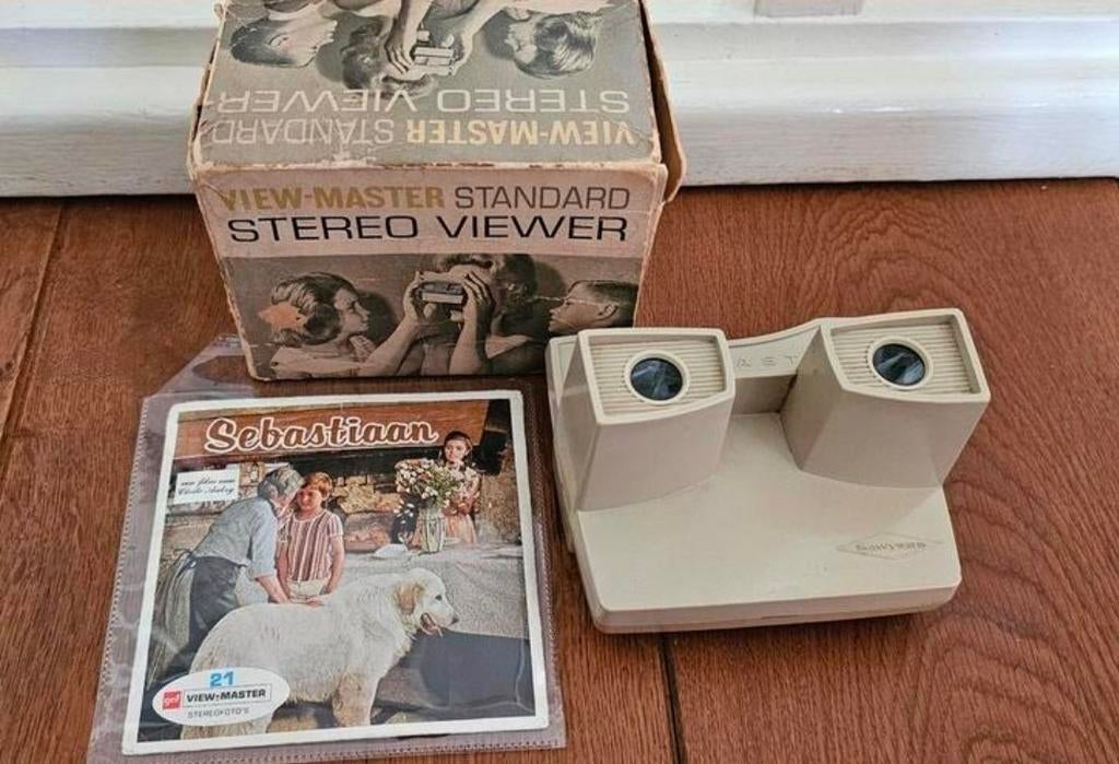 Vintage viewmaster in doosje met 1 set plaatjes-Verzend ook!, Verzamelen, Speelgoed, Ophalen, Gebruikt