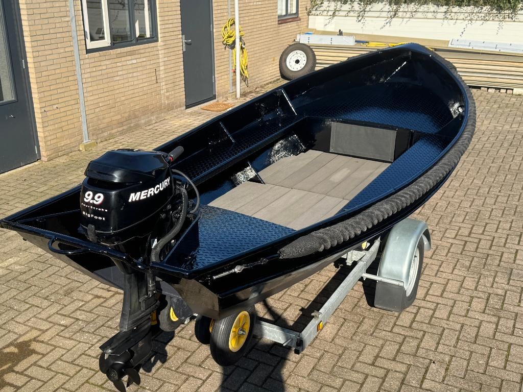 Stalen Vlet  / Visboot / Toerboot. Mercury 9,9 bigfoot, Watersport en Boten, Vis- en Consoleboten, Ophalen, Gebruikt, Tot 10 pk