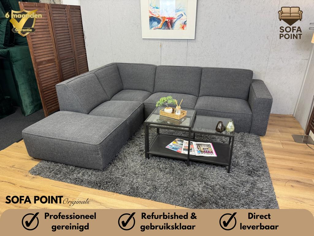 Strakke Donkergrijze Hoekbank- Gratis Bezorgd, Ophalen of Verzenden, Sofa Point, Sofapointnl@gmail.com, Noordkade 68A
