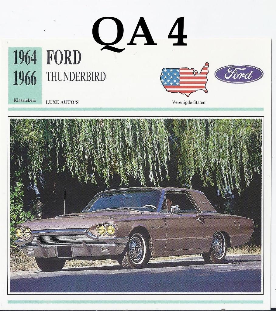 Qa4 autokaart ford thunderbird 1964/1966, Verzamelen, Ophalen of Verzenden, Zo goed als nieuw, Auto's