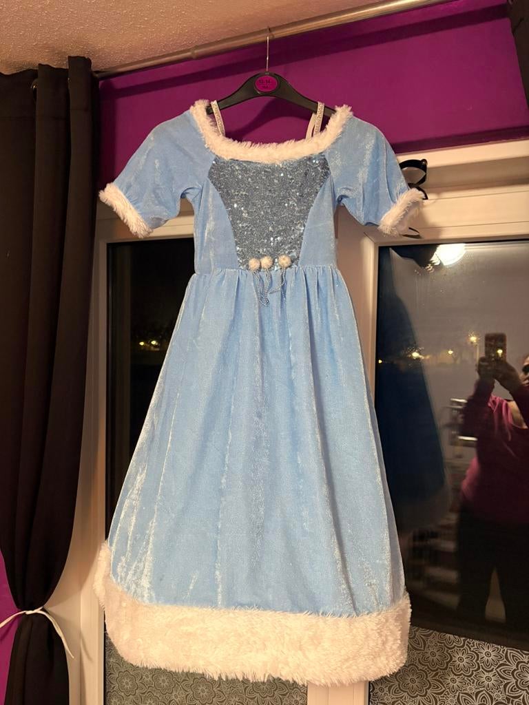 Efteling ijskoningin jurk mt 116/122, Ophalen of Verzenden, Zo goed als nieuw