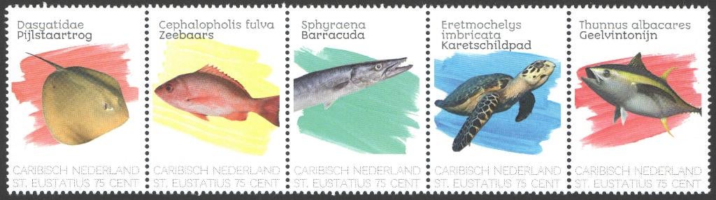 Caribisch Nederland 236 strip v 5 postfris St Eustatius 2020, Ophalen of Verzenden, Postfris