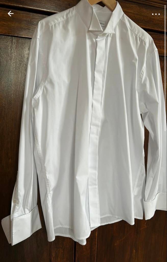 Nieuwe witte smoking blouse heren, maat 45/46, Kleding | Heren, Overhemden, Ophalen of Verzenden, Nieuw, Wit