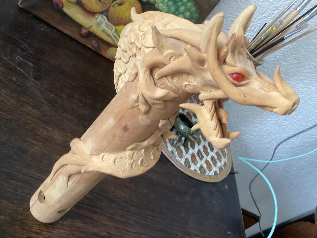 Draak houtsnijwerk // Hoog 32 cm, Antiek en Kunst, Ophalen of Verzenden