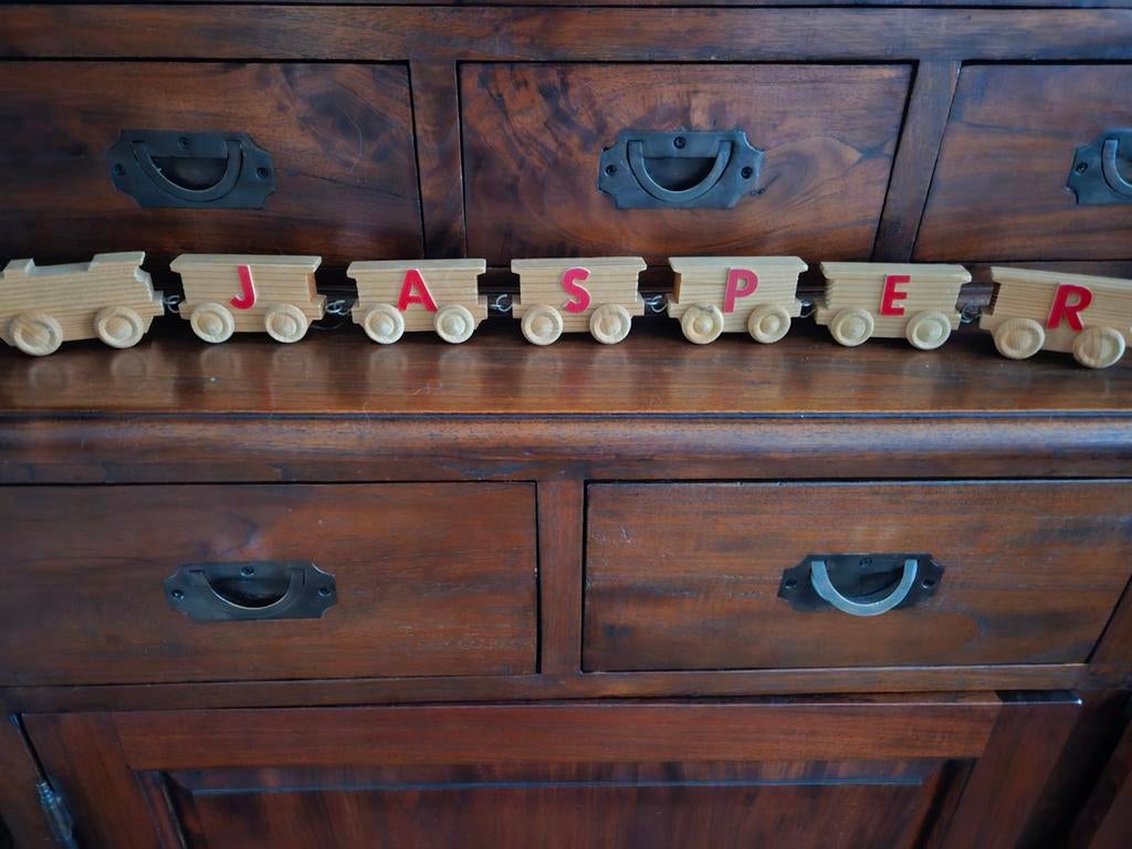 Houten Trein met Naam Jasper, Ophalen of Verzenden