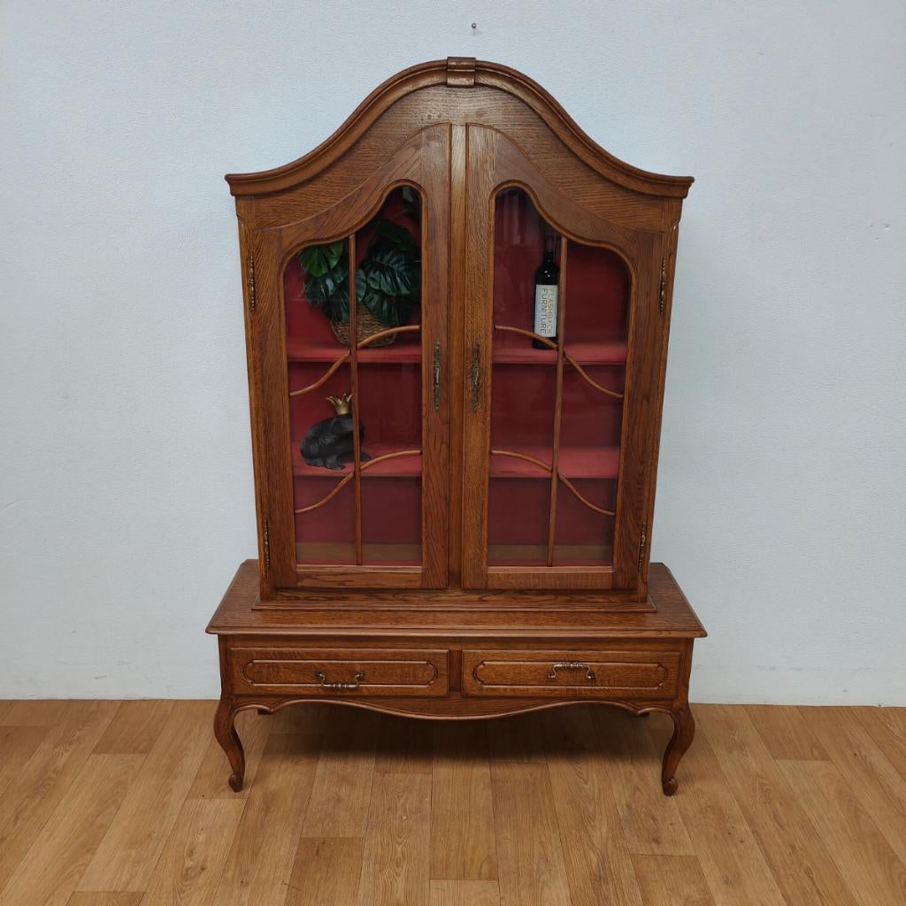 Vintage Queen Ann kast vitrinekast buffetkast servieskast 11, Valkenswaard, Gebruikt, 100 tot 150 cm, Info@flashbackfurniture.nl