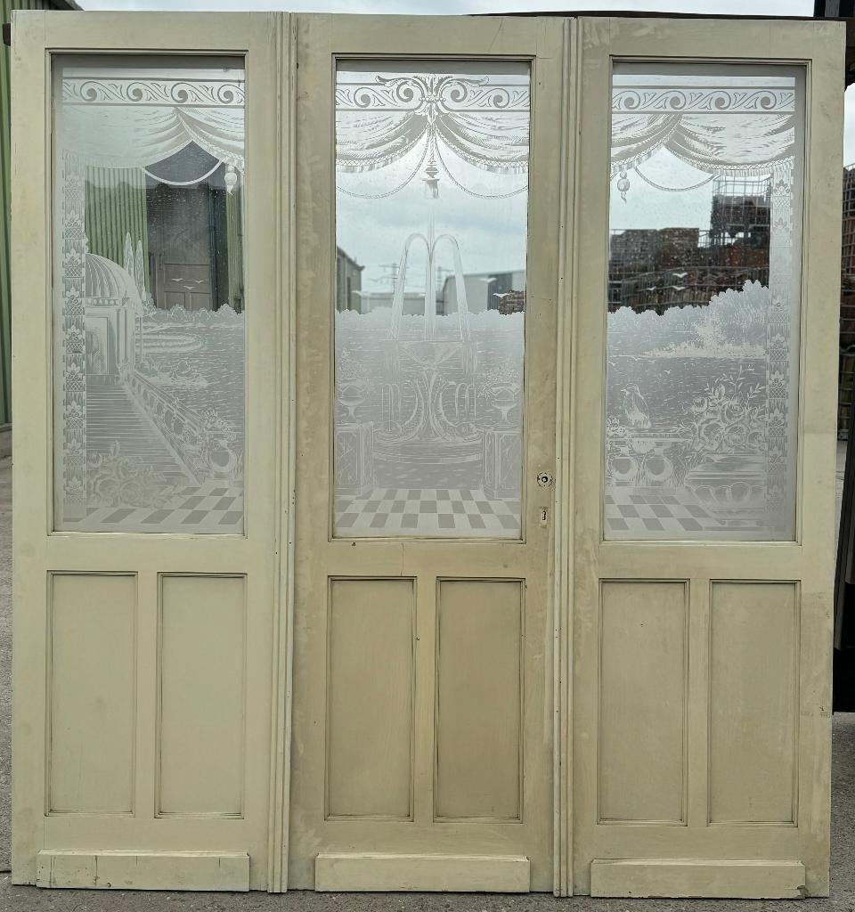 3 delige set geëtste openslaande deuren 220x206cm, Ophalen