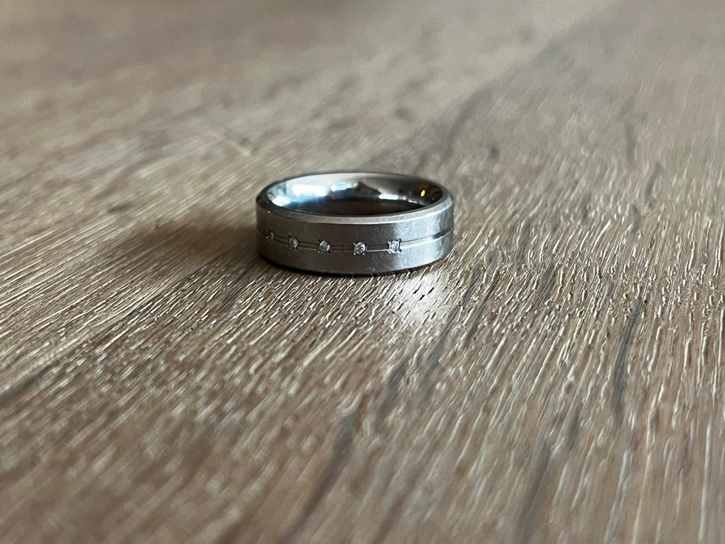 Boccia Titanium Ring met Diamanten - Maat 50 (16), Overige materialen, Ophalen of Verzenden, Met edelsteen, Dame