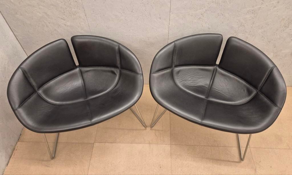 Moroso design loungestoelen – set van 2 – leer, Ophalen, Twee, Moroso, Zwart