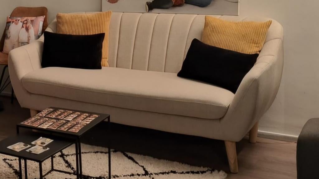 2.5 Zits Beige Stof, Ophalen, 75 tot 100 cm, Stof