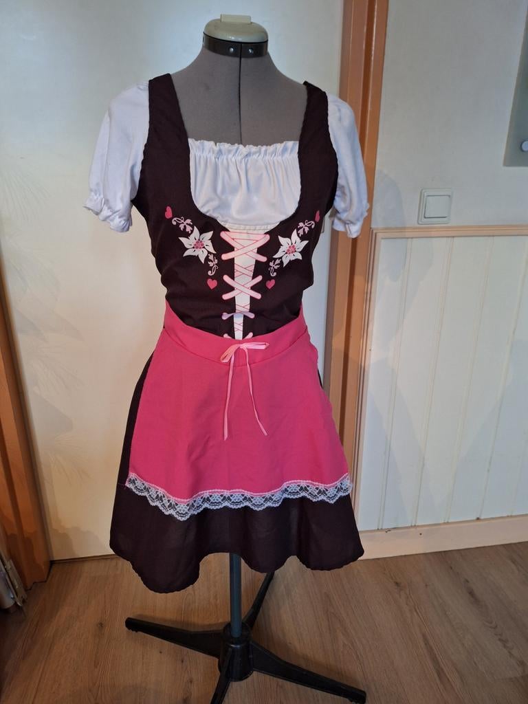 Tiroler jurkje met roze schort, Ophalen of Verzenden, Zo goed als nieuw, Carnaval