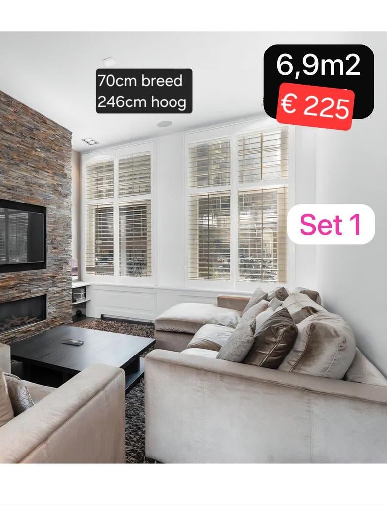 Lamel jaloezieën shutters sets - Hout - Wit, Huis en Inrichting, Stoffering | Gordijnen en Lamellen, Gebruikt, 200 cm of meer