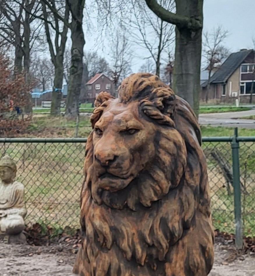 Oud roest look set leeuwen tuinbeelden, Ophalen, Nieuw, Beton, Dierenbeeld