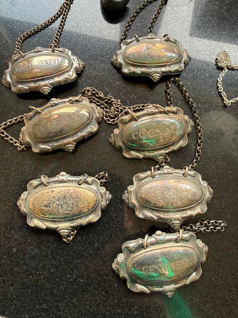 Oude verzilverde fleshangers dranken, Antiek en Kunst, Antiek | Keukenbenodigdheden, Ophalen of Verzenden