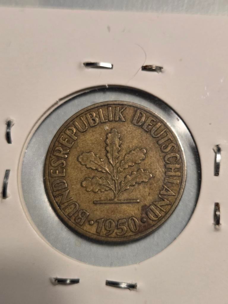 1950 Duitsland 10 Pfennig, Ophalen of Verzenden, Overige landen, Losse munt