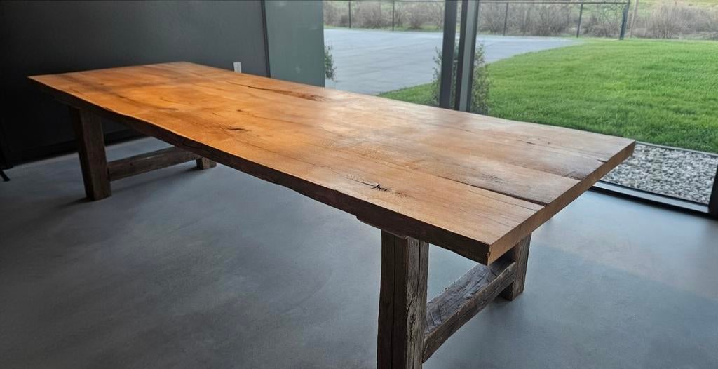Robuuste Houten Eettafel voor 10 Personen, Huis en Inrichting, Tafels | Eettafels, Ophalen, 200 cm of meer, Landelijk, Vijf personen of meer