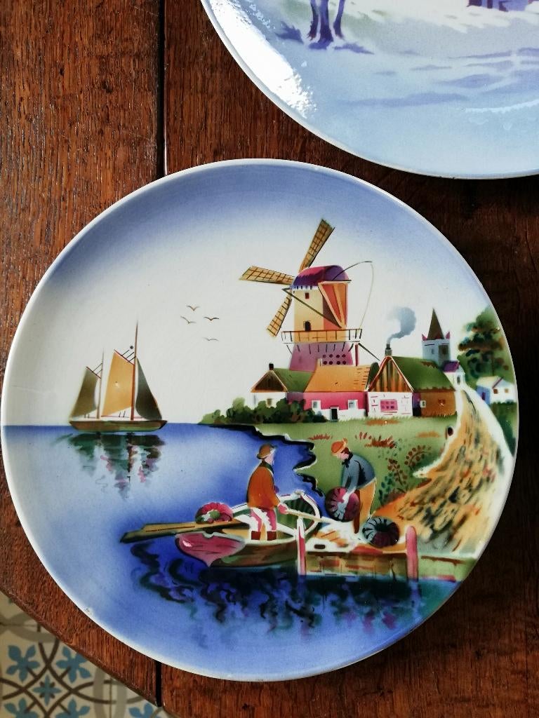 3 kleurrijke art deco wandborden Villeroy / Boch, Ophalen of Verzenden, Zo goed als nieuw