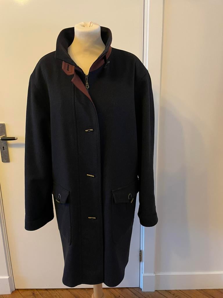 Loden Toscana May mantel maat 40 L grijs bruin vintage jas, Ophalen of Verzenden, Zo goed als nieuw, Maat 38/40 (M), Bruin