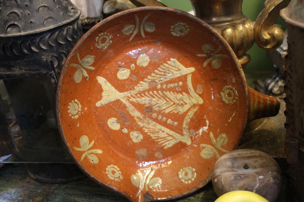 Antiek 18e eeuw aardewerk bord kom vis Portugal portugees, Ophalen of Verzenden