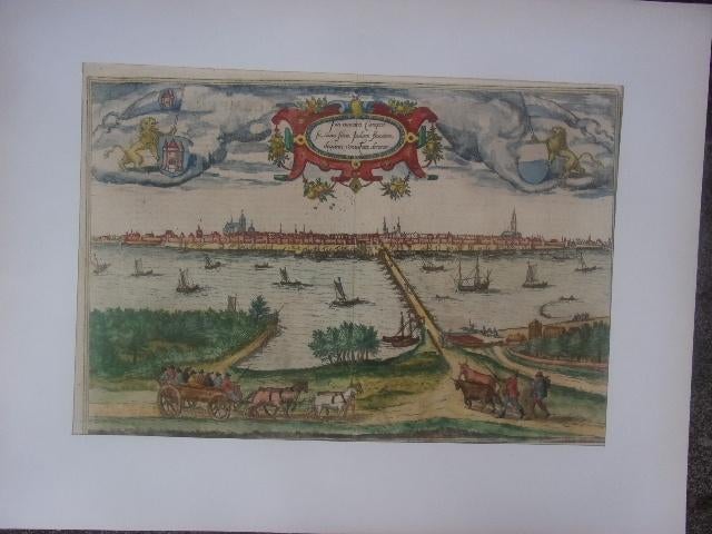 Kampen aanzicht op de stad. Braun & Hogenberg ca. 1580, Antiek en Kunst, Ophalen of Verzenden