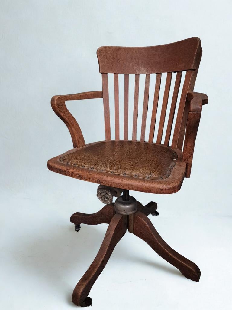 Antieke Edwardiaanse Engelse Houten Bureaustoel, Ophalen