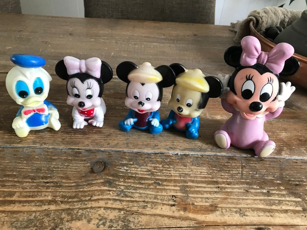 5 oudere pieppopjes Disney figuren, Verzamelen, Disney, Gebruikt, Beeldje of Figuurtje, Mickey Mouse, Ophalen of Verzenden