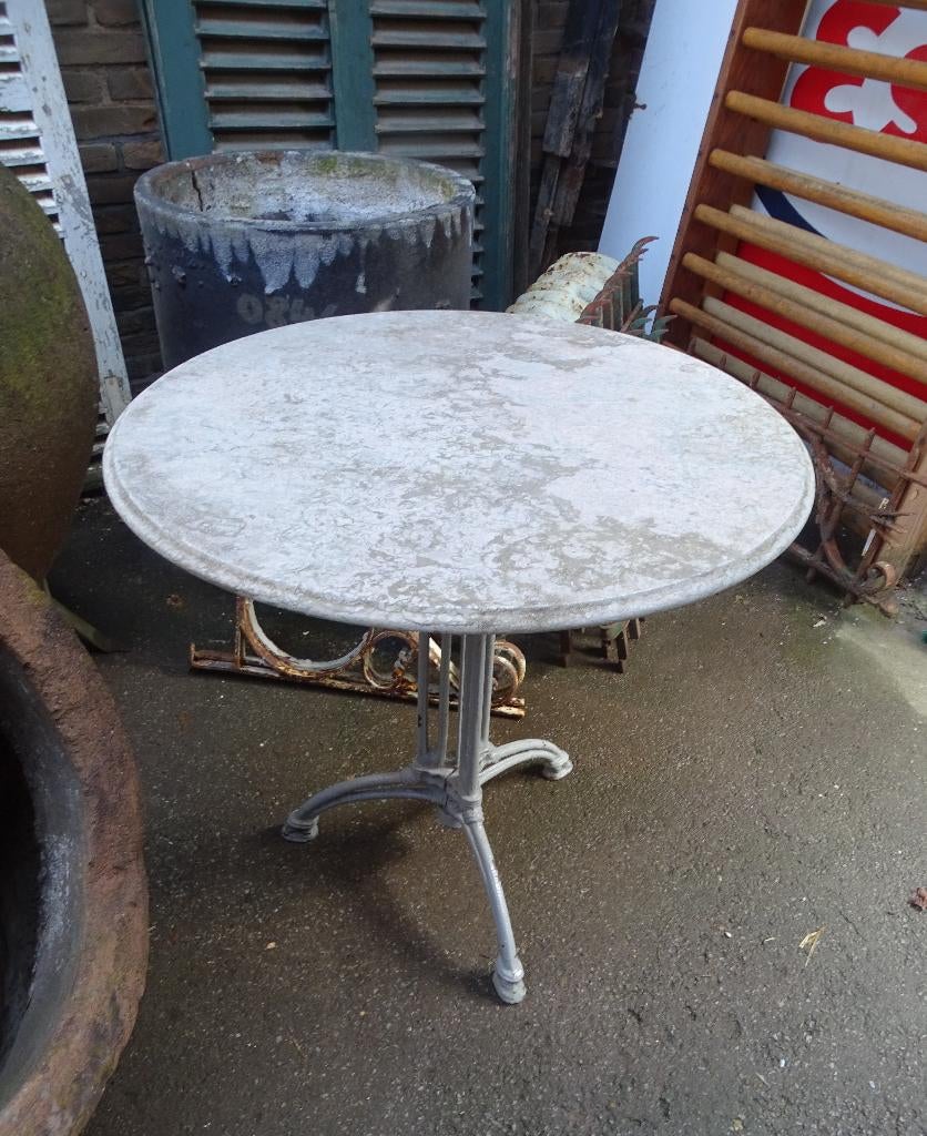 oude tuintafel tafel bistrotafel met marmeren blad, Ophalen