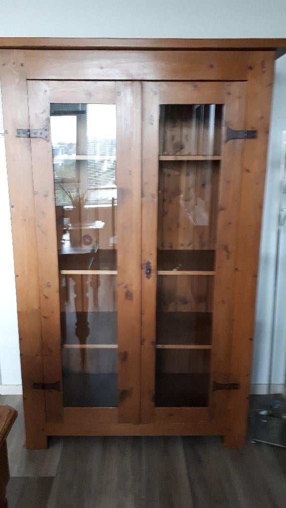 Mexicaans Grenen Vitrine/Boekenkast, Huis en Inrichting, Ophalen, Met deur(en), 50 tot 100 cm, Zo goed als nieuw