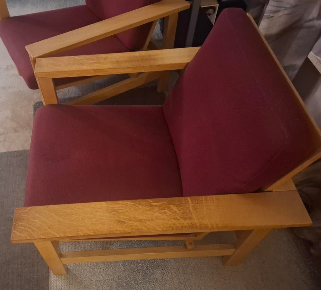 Originele set Fredericia Model 2451 fauteuils – Søren Holst, Ophalen, Gebruikt, 75 tot 100 cm, Stof