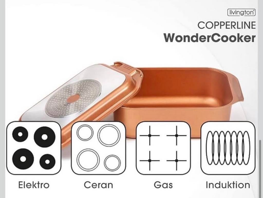 Livington Copperline Wondercooker, Huis en Inrichting, Keuken | Potten en Pannen, Nieuw, Koekenpan of Braadpan, Overige materialen
