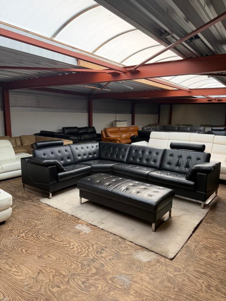Design zwart leren hoekbank Leolux Cuno bankstel Z.G.A.N., 2871SK, Design, Mariansoliak8@gmail.com, Ophalen of Verzenden