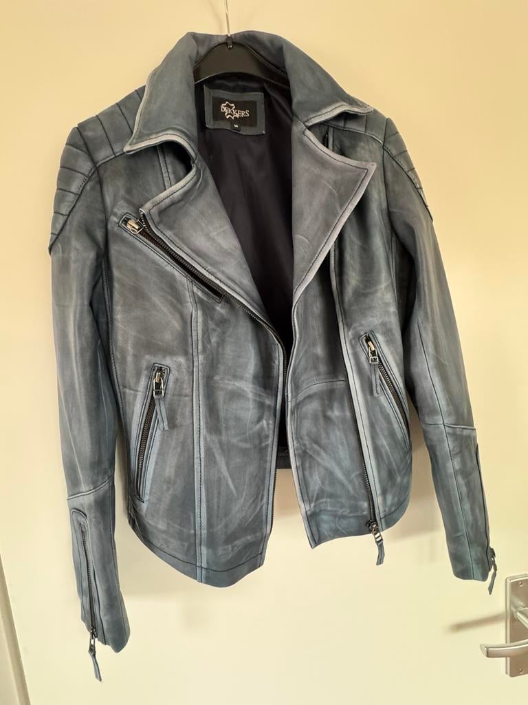 Echt Lams leren dames jas maat 38 nieuw in grijs/blauw, Ophalen, Nieuw, Maat 38/40 (M)