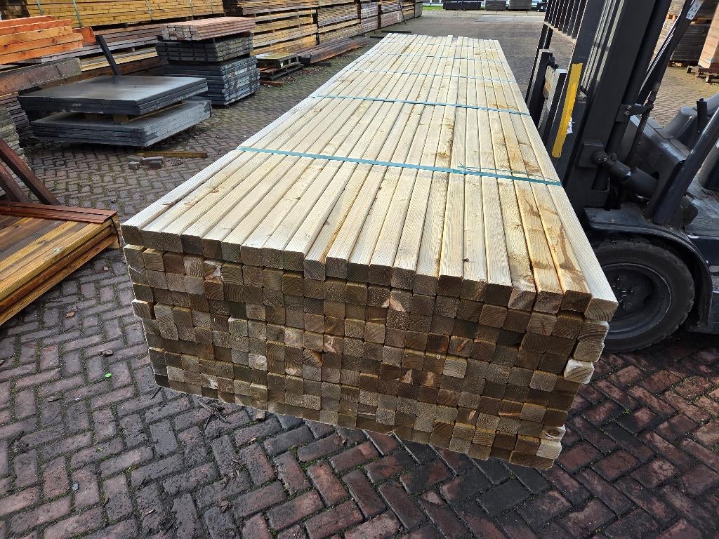 VEEL VOOR WEINIG AANBIEDING - balken 5x5 cm Geïmpregneerd, Ophalen, 250 cm of meer, Balken